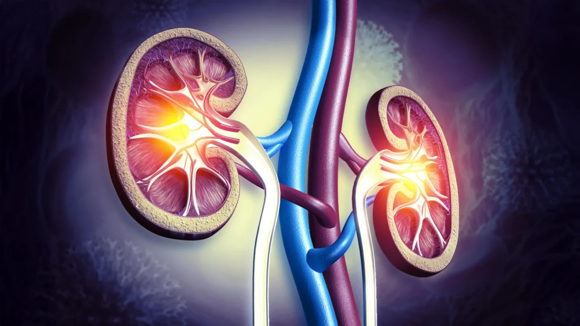Human kidney cross section glow