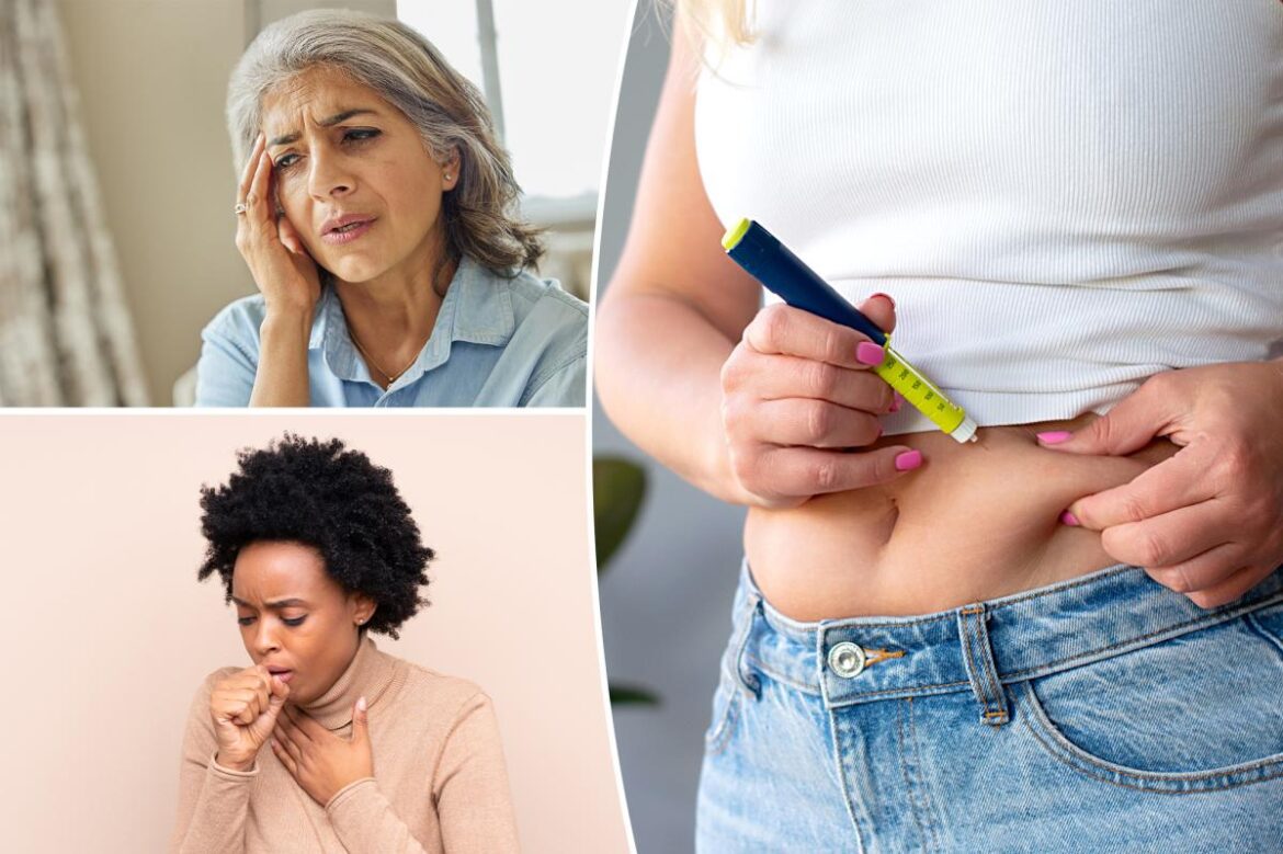 Woman suffering sugar diabetes giving