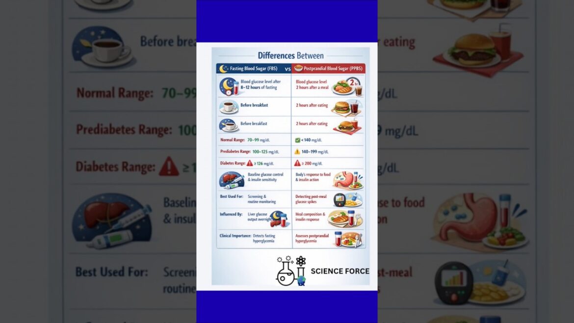 Differences between fasting and post prandial blood sugar level#diabetes #medicalbiochemistry