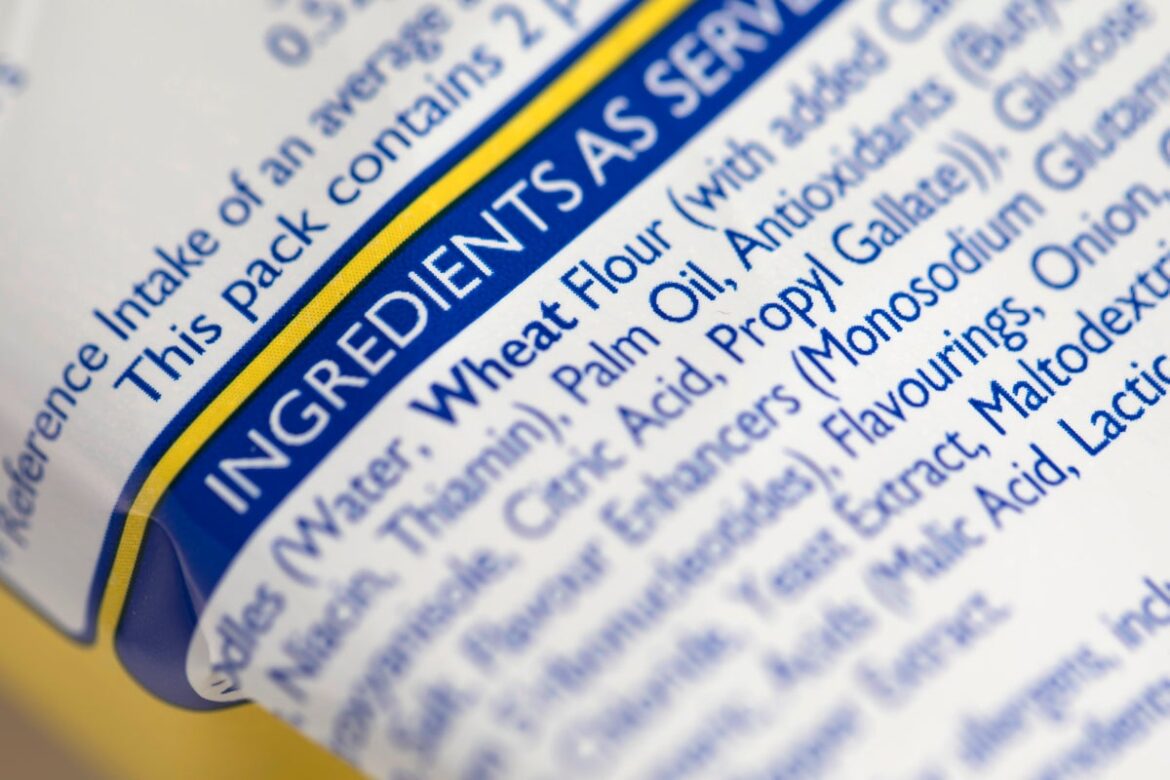 Photo illustration of the ingredients on a packet of instant noodles