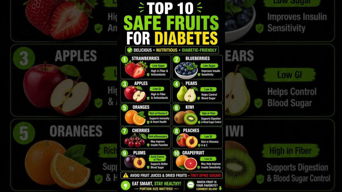 10 Safe Fruits for Diabetes #diabetes #healthtips #nutrition